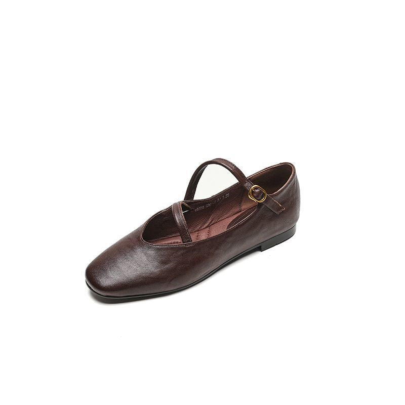Flat Versatile Non-slip Vintage Mary Jane For Women's Single-layer Shoes
