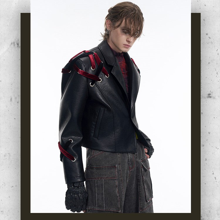 Short Leather Jacket Coat Men