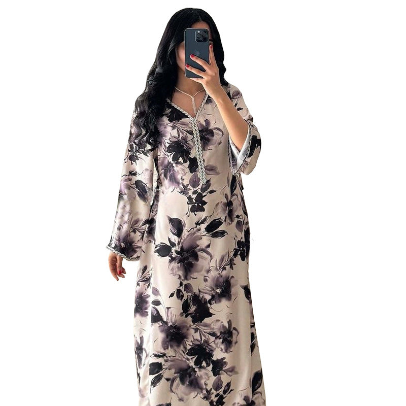 Muslim Arabic Dubai Printed Robe