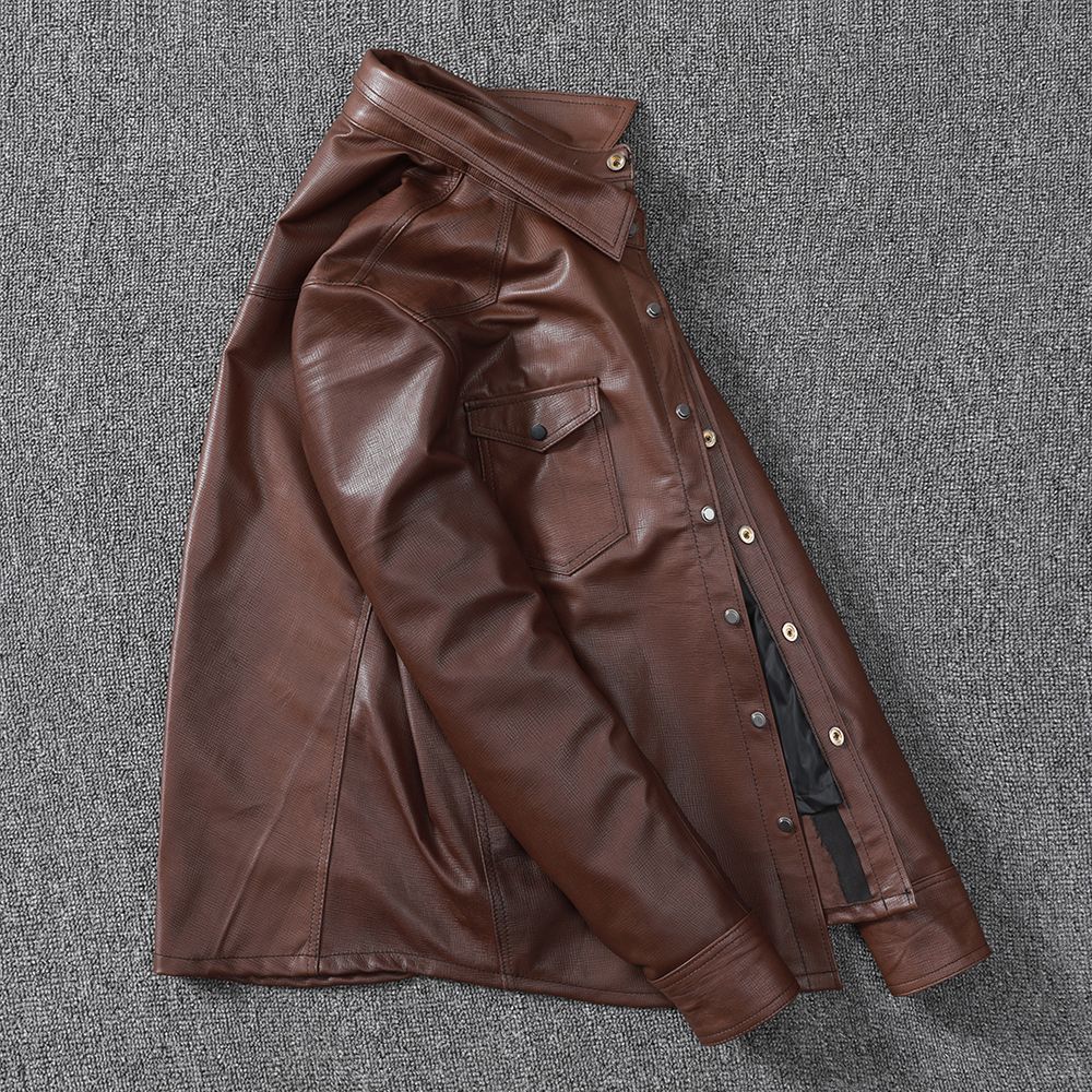Sheepskin Genuine Leather Clothes Men's Shirt