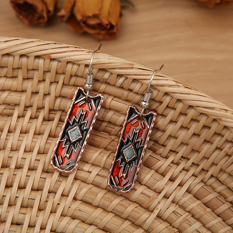 Bohemian Western Wind Crafted Oil-Drip Earrings