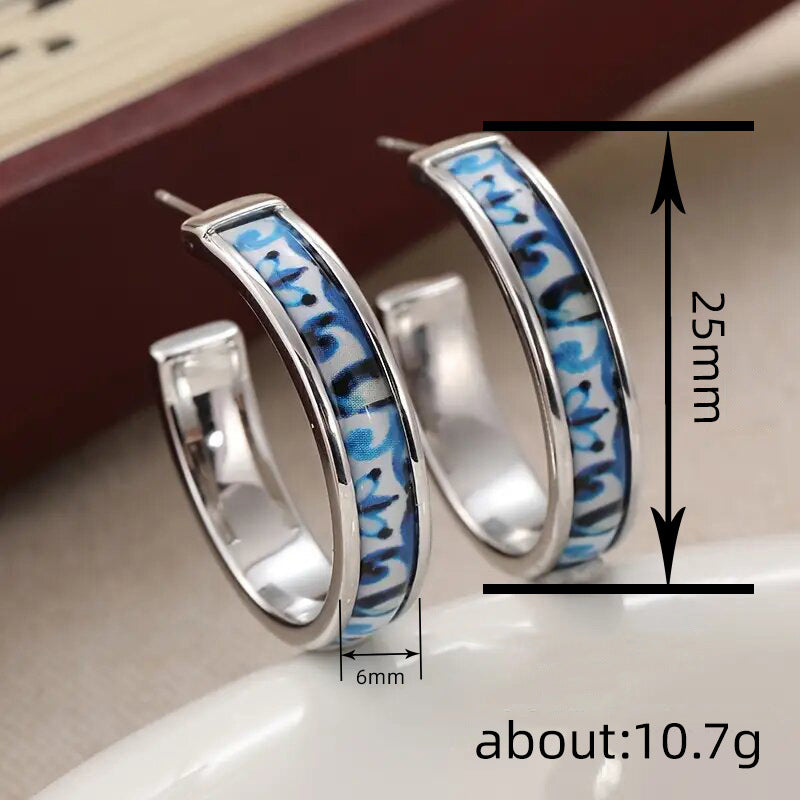 Womens Elegant Circular Earrings In Ancient Style