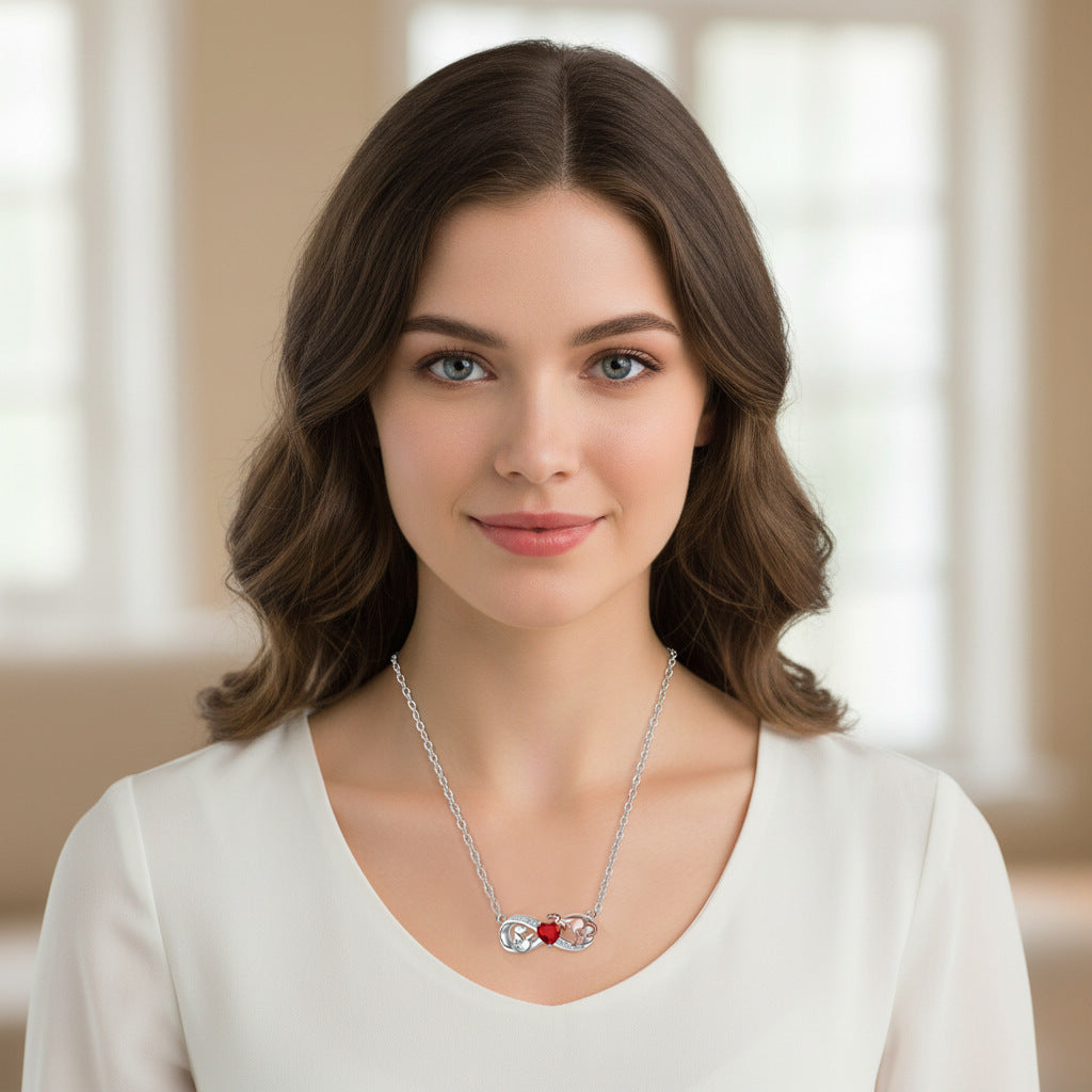 High-end Diamond-studded Necklace With A Side Chain That Wont Fade