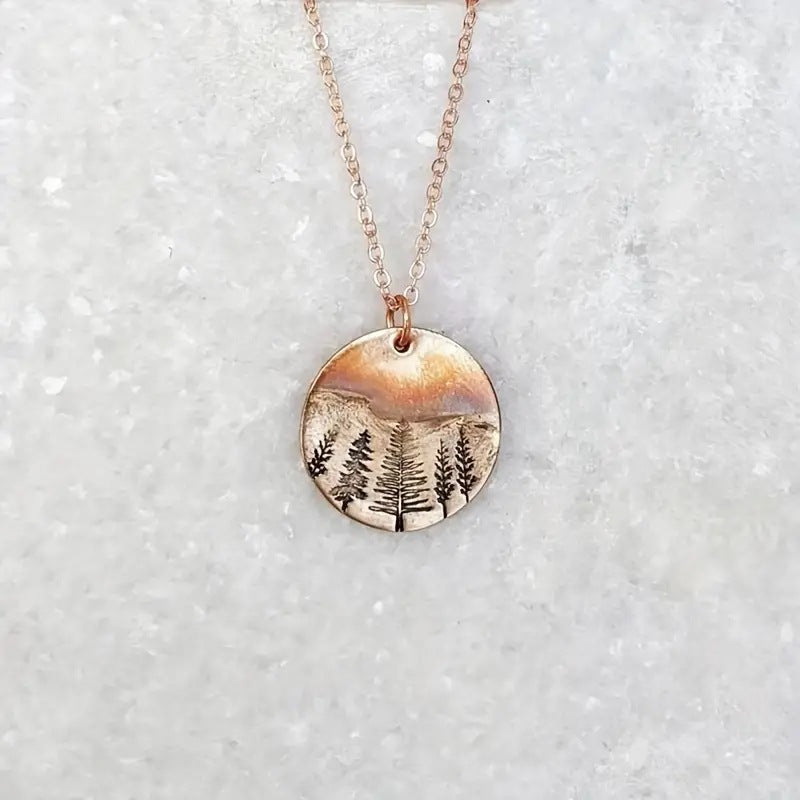 Retro Minimalist Necklace In The Shape Of A Forest Pine Tree