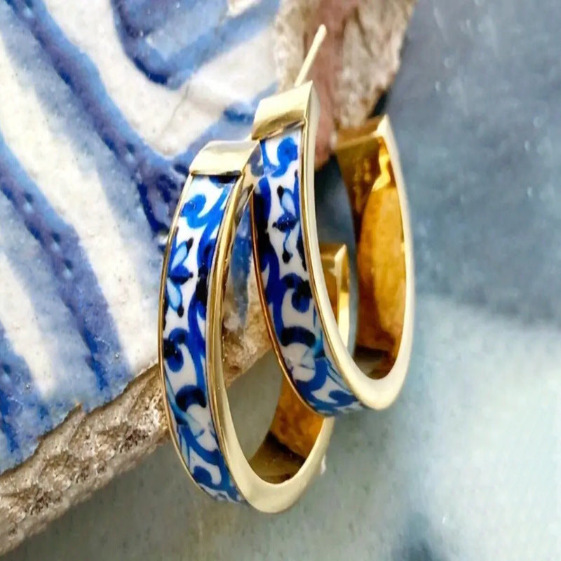 Womens Elegant Circular Earrings In Ancient Style