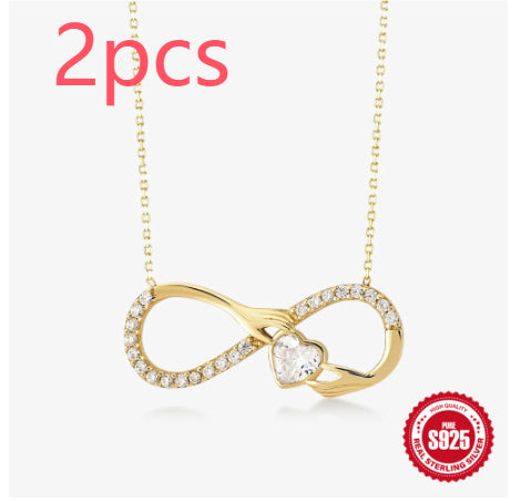 S925 Sterling Silver Palm Heart-shaped Diamond Eight-word