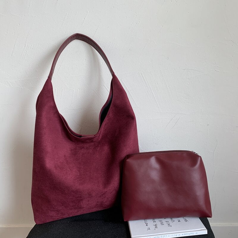 Retro Suede Versatile Tote Bag Matte For Women