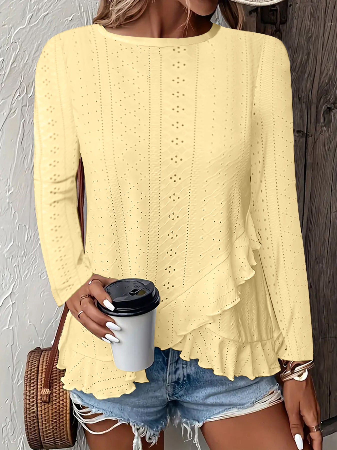 Casual Solid Color Long Sleeve Round Neck