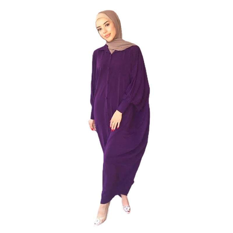 Women's Dubai Saudi Arabia Solid Color Bat Sleeve Large Robe Cardigan