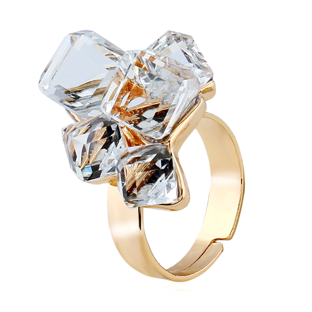 1PC Women's Fashion Statement Ring - Creative Elegant Magic 3D Cube Crystal-Embedded Index Finger Ring, Multi-Color Options, Perfect For Daily Wear & Gifting