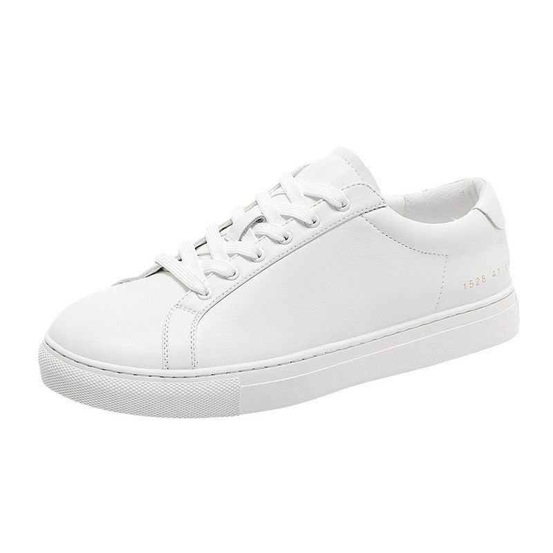 New Breathable Cowhide Flat-soled Trendy Versatile White Sneakers