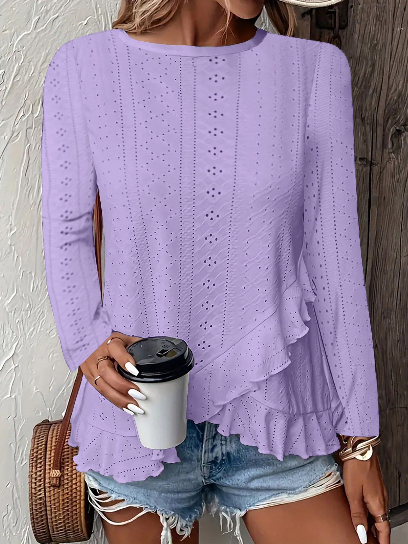 Casual Solid Color Long Sleeve Round Neck