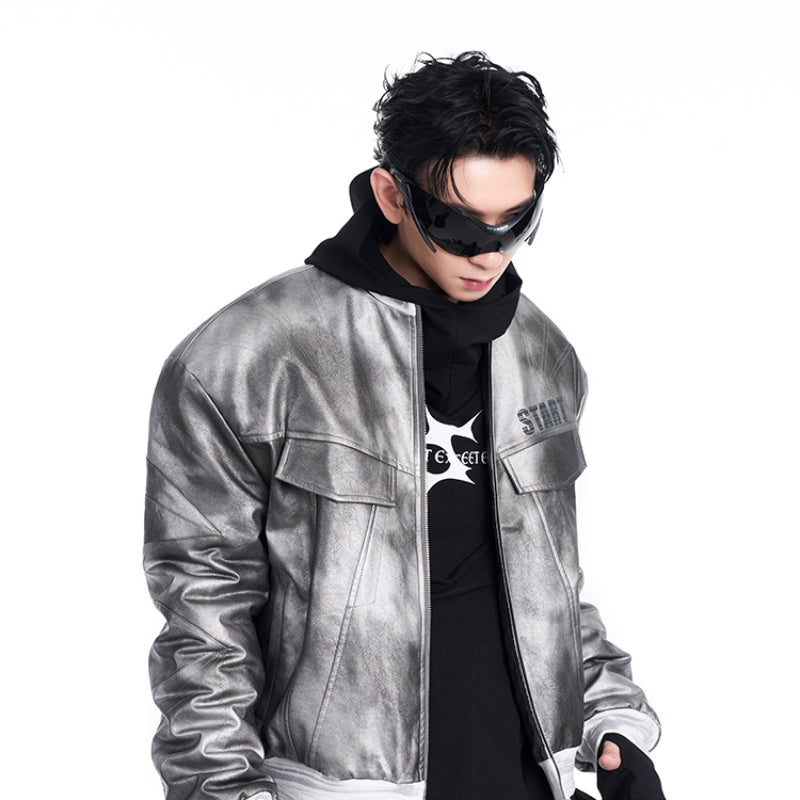 Niche Punk Flight Jacket Men's Autumn And Winter Thickening Quilted Leather Coat Motorcycle Clothing