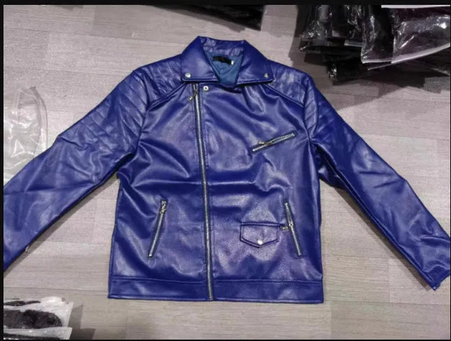 Men's PU Punk Stand Collar Leather Jacket