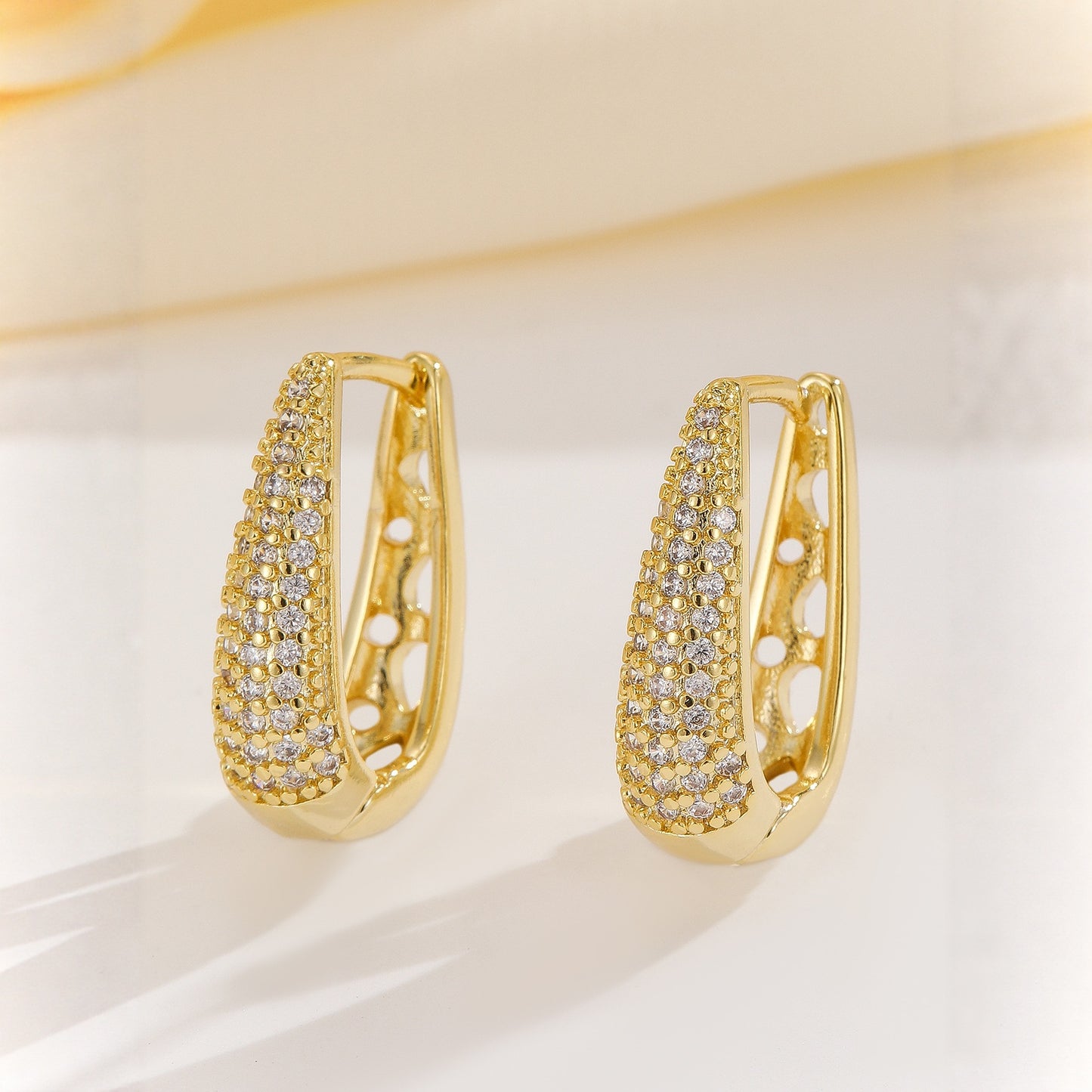 Elegant Temperament With Full Diamond Copper Earrings